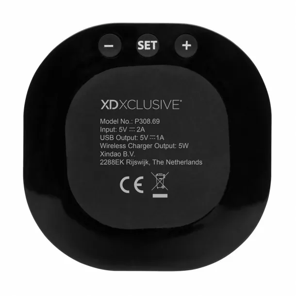  Aria 5W Wireless Charging Digital Clock - XD Xclusive Black