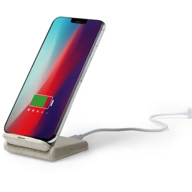  Wheat straw wireless charger 10W, phone stand neutral