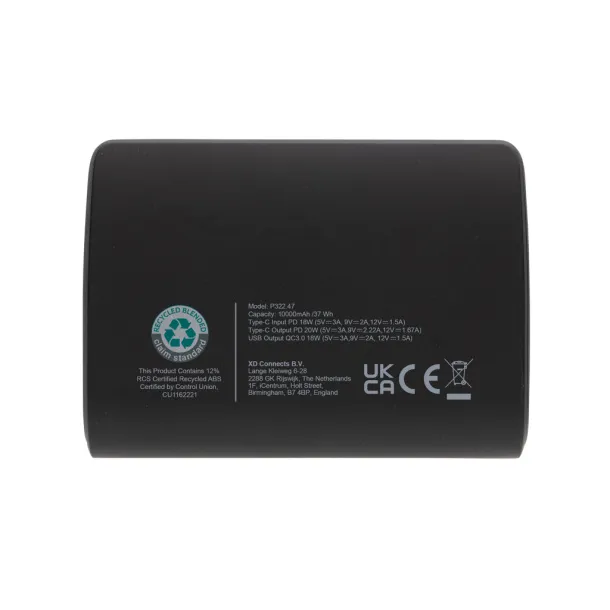  FlashCharge prijenosna baterija s brzim punjenjem od RCS rplastike, 10.000 mAh - XD Collection Crna 