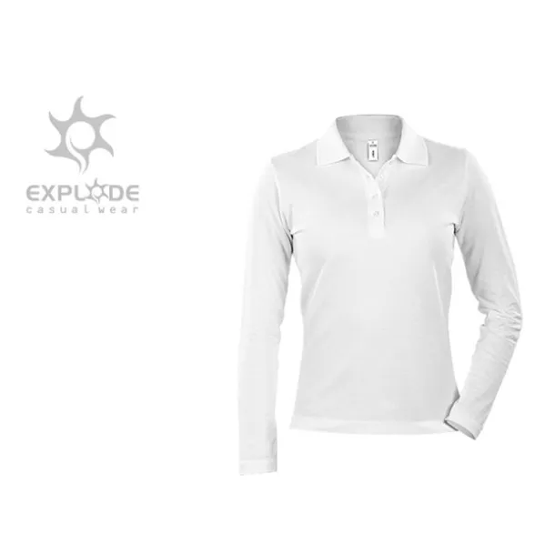 LINDA women’s long sleeve polo shirt - EXPLODE White