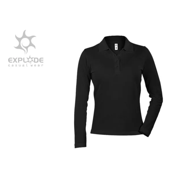 LINDA women’s long sleeve polo shirt - EXPLODE Black