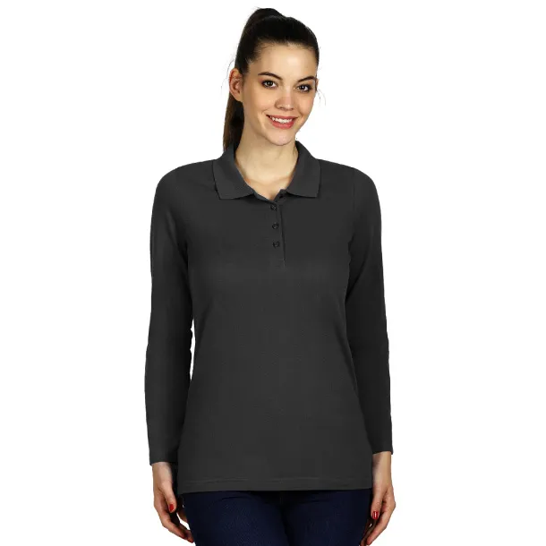 LINDA women’s long sleeve polo shirt - EXPLODE Dark gray