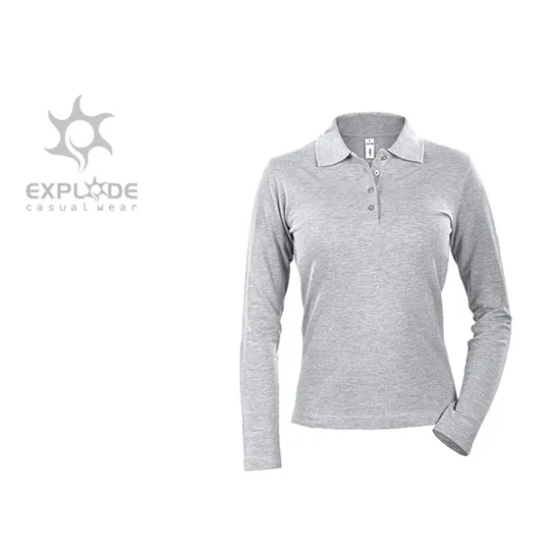 LINDA women’s long sleeve polo shirt - EXPLODE Ash gray