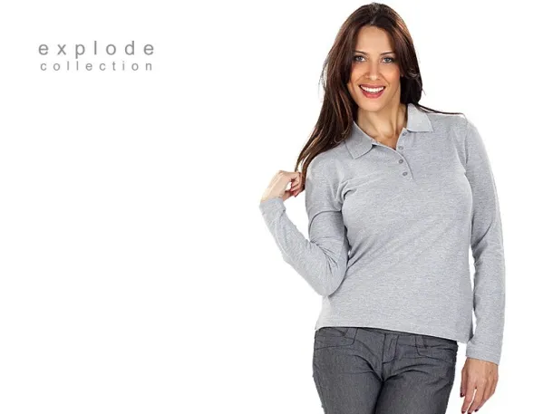 LINDA women’s long sleeve polo shirt - EXPLODE Ash gray