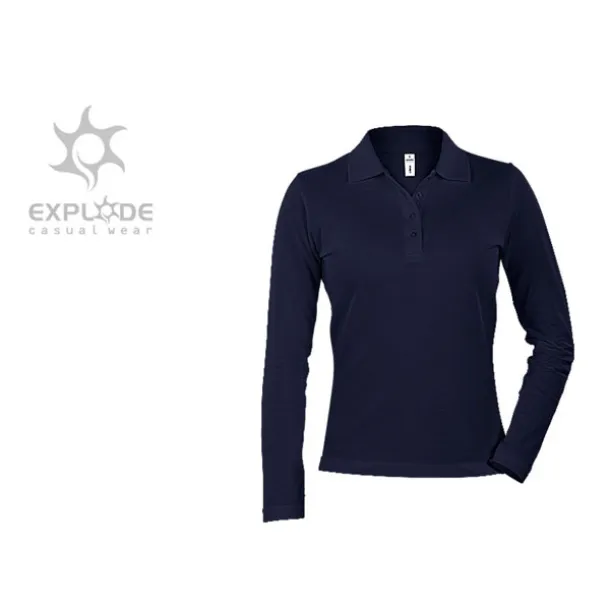 LINDA women’s long sleeve polo shirt - EXPLODE Blue