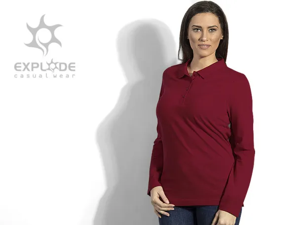 LINDA Ženska polo majica dugih rukava, 200g/m2 - EXPLODE Bordo