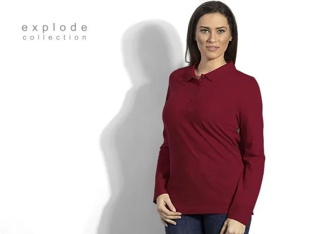 LINDA Ženska polo majica dugih rukava, 200g/m2 - EXPLODE Bordo