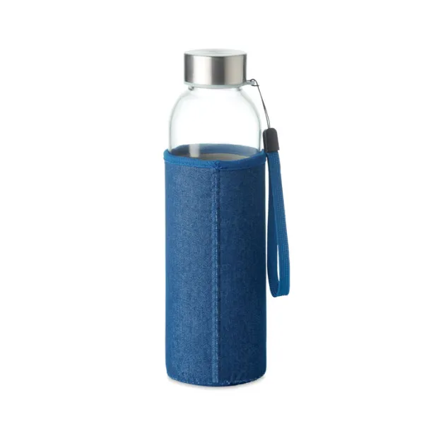 UTAH DENIM 500 ml glass bottle with pouch Blue