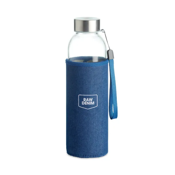 UTAH DENIM 500 ml glass bottle with pouch Blue