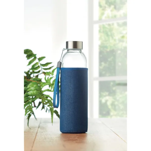 UTAH DENIM 500 ml glass bottle with pouch Blue