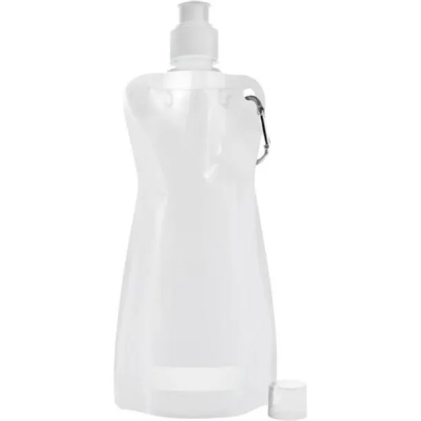  Foldable sports bottle 420 ml with carabiner white