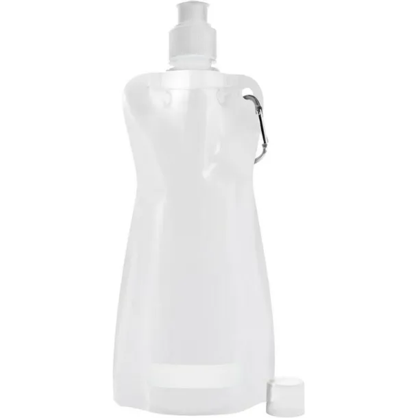  Foldable sports bottle 420 ml with carabiner white