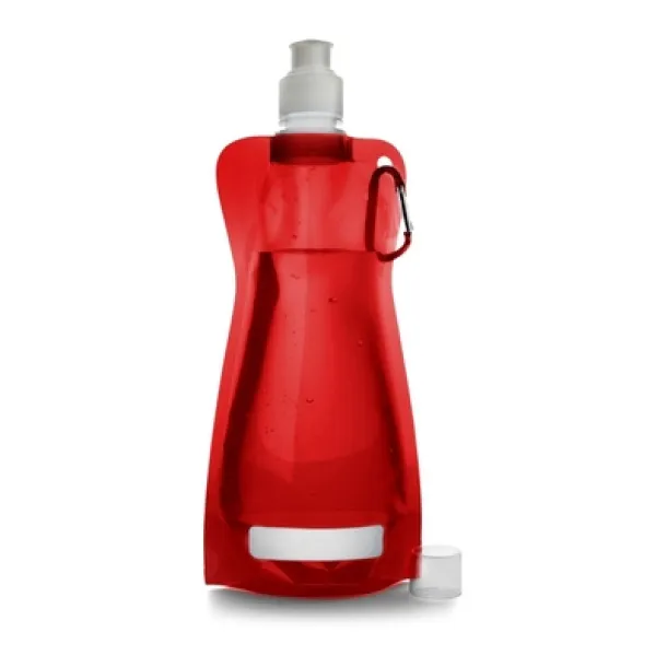  Foldable sports bottle 420 ml with carabiner red