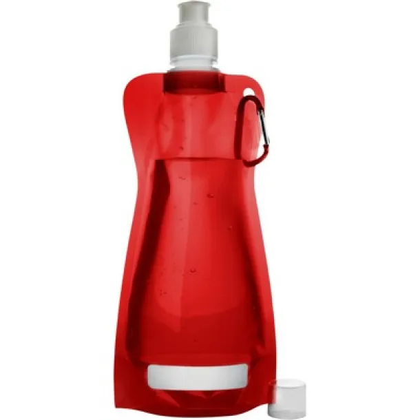  Foldable sports bottle 420 ml with carabiner red