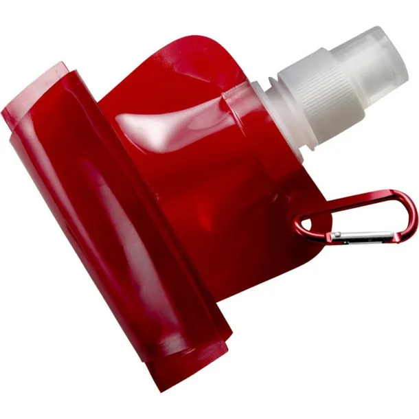  Foldable sports bottle 420 ml with carabiner red