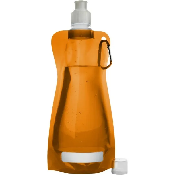  Foldable sports bottle 420 ml with carabiner orange