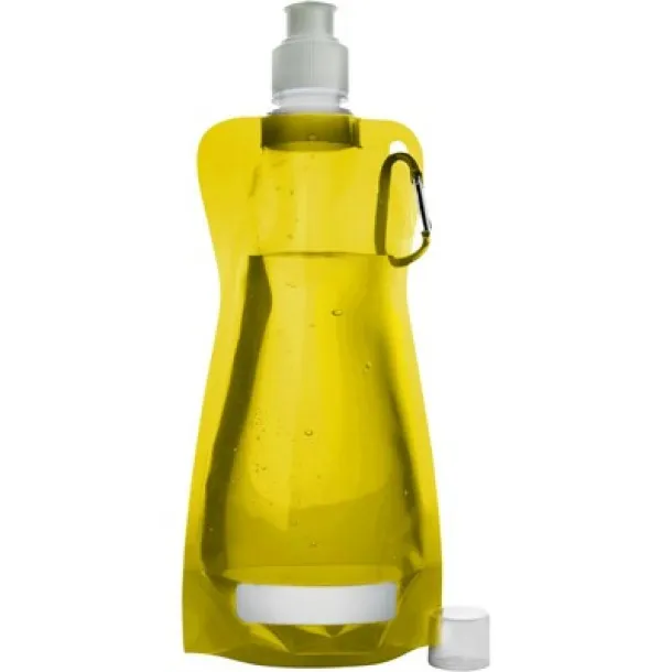  Foldable sports bottle 420 ml with carabiner yellow