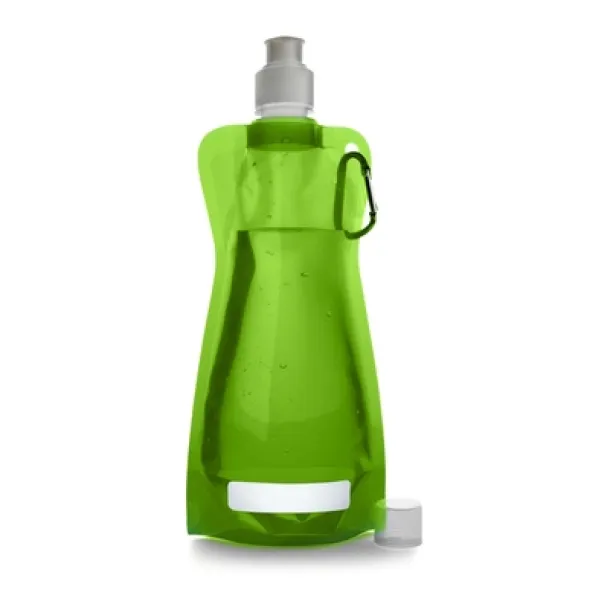  Foldable sports bottle 420 ml with carabiner light green