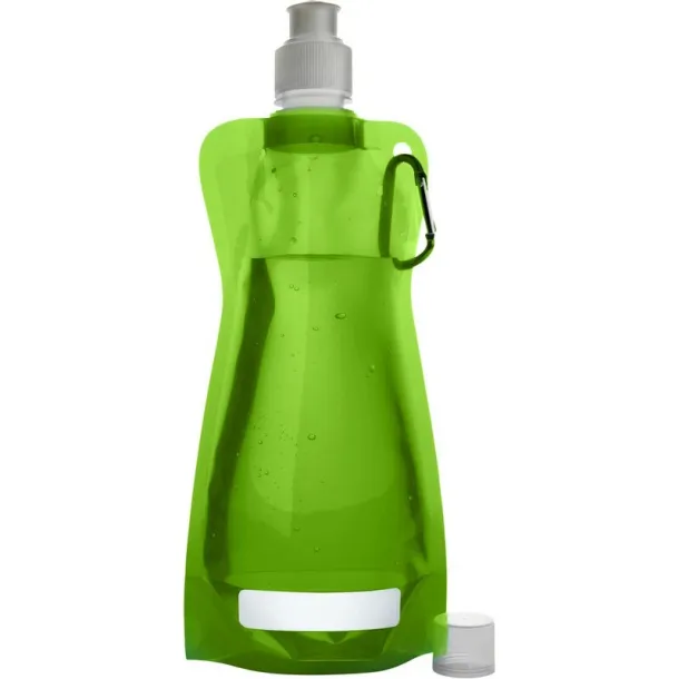  Foldable sports bottle 420 ml with carabiner light green