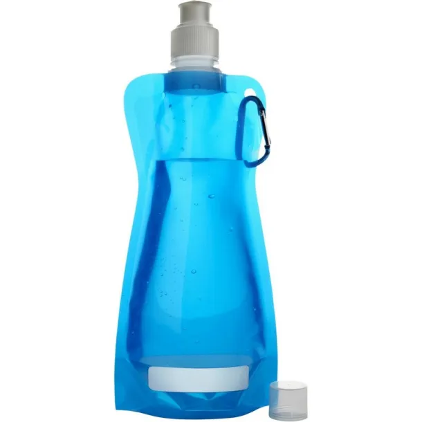  Foldable sports bottle 420 ml with carabiner blue