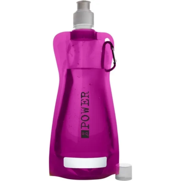  Foldable sports bottle 420 ml with carabiner pink