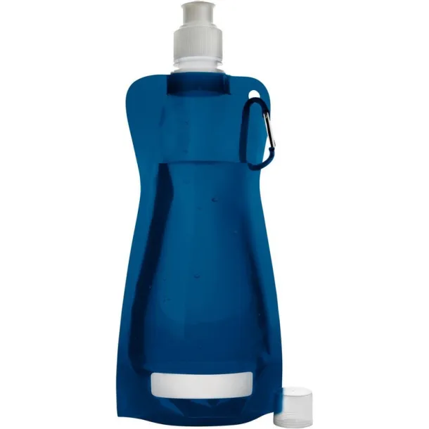  Foldable sports bottle 420 ml with carabiner navy blue