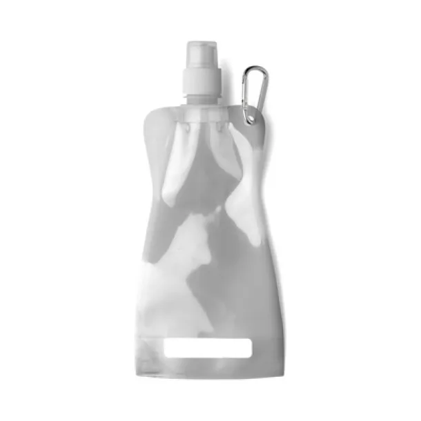  Foldable sports bottle 420 ml with carabiner silver