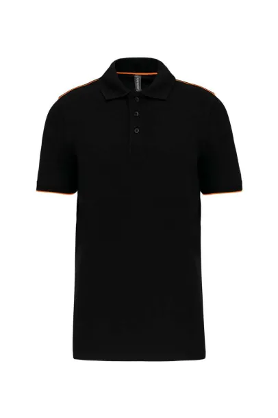  MEN'S SHORT-SLEEVED CONTRASTING DAYTODAY POLO SHIRT - Designed To Work Black Orange