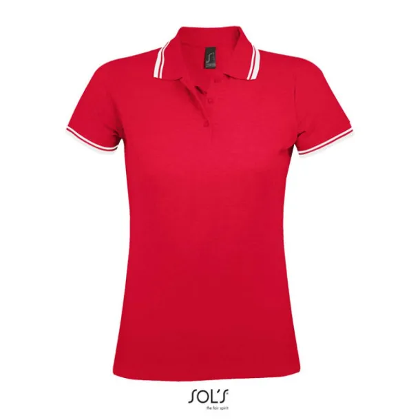 Pasadena Ženska polo majica, 200 g/m2 - SOL'S Crvena Bijela