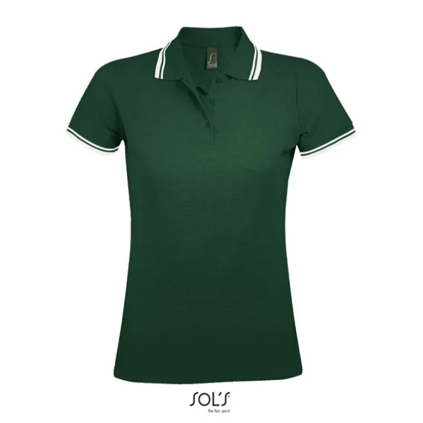 Pasadena Ženska polo majica, 200 g/m2 - SOL'S Šumski zelena Bijela