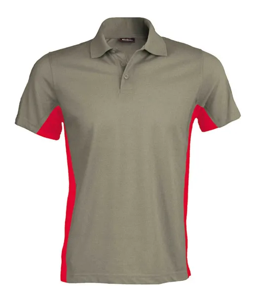 FLAG SHORT-SLEEVED TWO-TONE POLO SHIRT - Kariban Light Grey Red