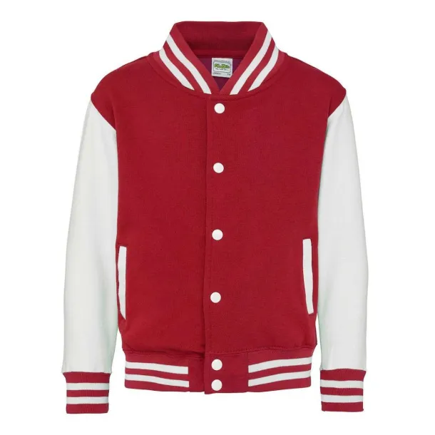  KIDS VARSITY JACKET - Just Hoods Red White