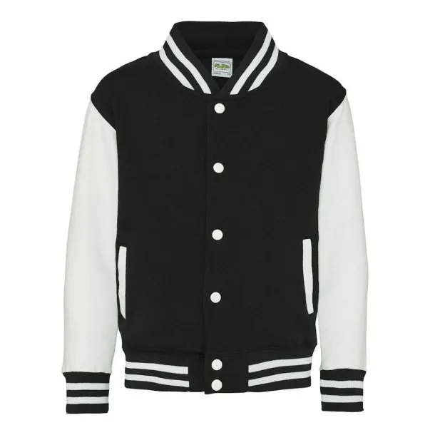  KIDS VARSITY JACKET - Just Hoods Jet Black Red