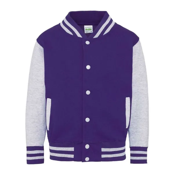  KIDS VARSITY JACKET - Just Hoods Ljubičasta White