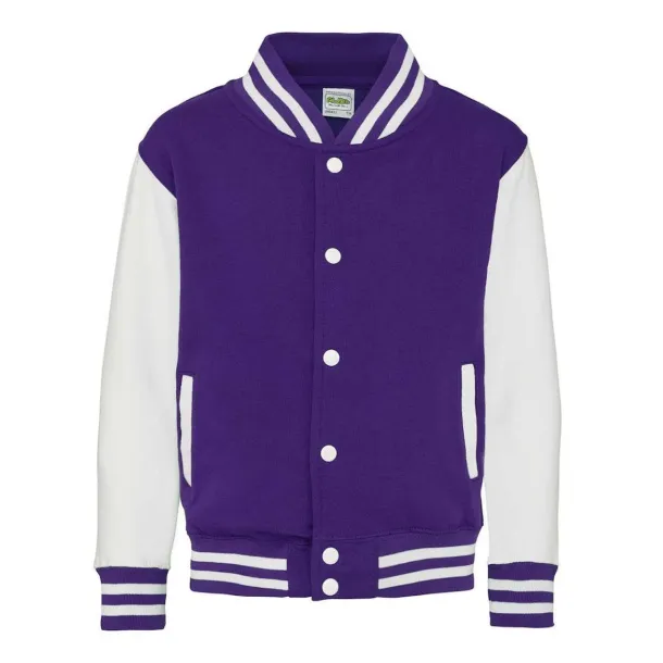  KIDS VARSITY JACKET - Just Hoods Ljubičasta White