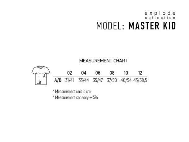 MASTER KID Dječja pamučna majica 150g - EXPLODE Bijela