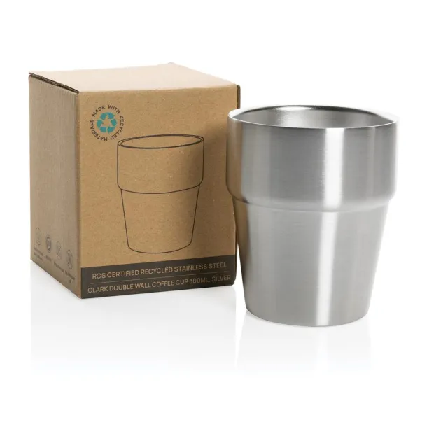  Clark RCS double wall coffee cup 300ML - XD Collection Silver 