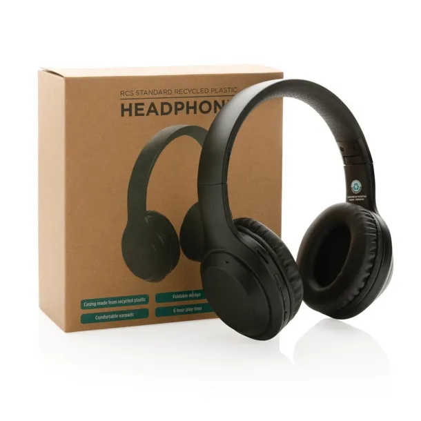  RCS standard recycled plastic headphone - XD Collection Black 