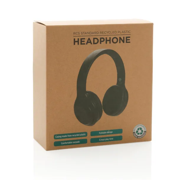  RCS standard recycled plastic headphone - XD Collection Black 