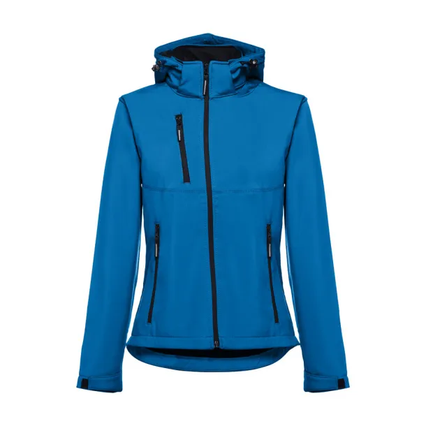 ZAGREB WOMEN Women's softshell with removable hood Petrol blue