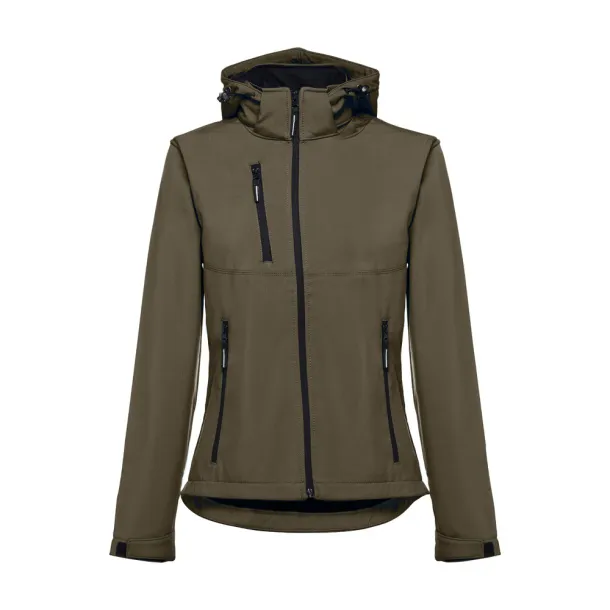 ZAGREB WOMEN Women's softshell with removable hood Army green