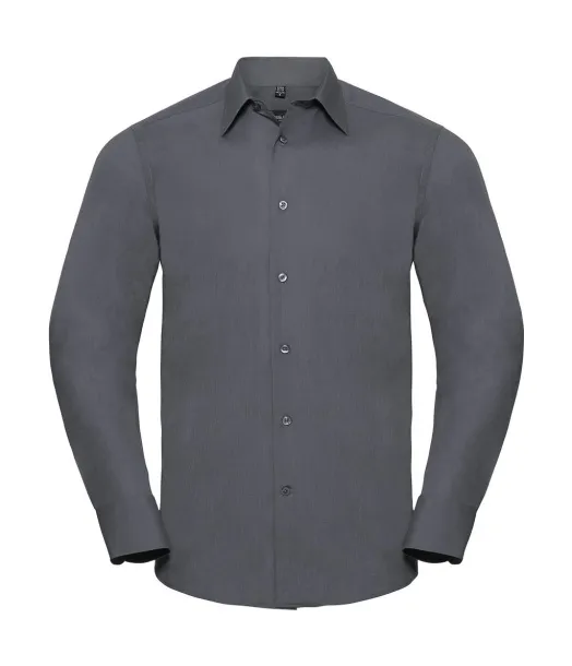  Tailored Poplin Shirt LS - Russell Collection Convoy Grey