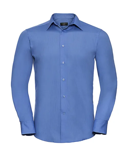  Tailored Poplin Shirt LS - Russell Collection Corporate Blue