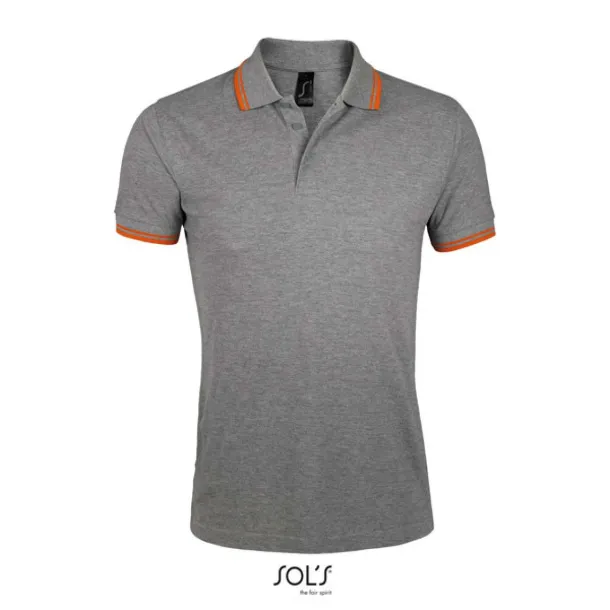 PASADENA MEN - POLO SHIRT - SOL'S Grey Melange Orange