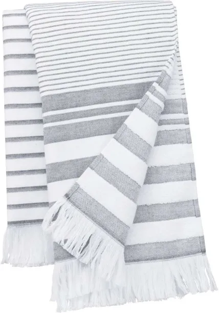  STRIPED FRINGED FOUTA - Kariban White Smoke