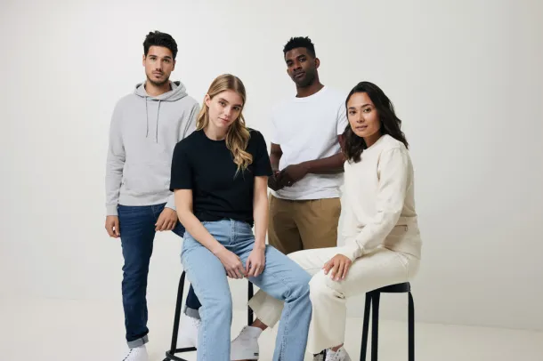  Iqoniq Denali recycled cotton crew neck undyed, natural raw - iqoniq heather anthracite