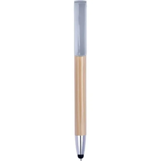  Bamboo ball pen, touch pen, phone stand Srebrna