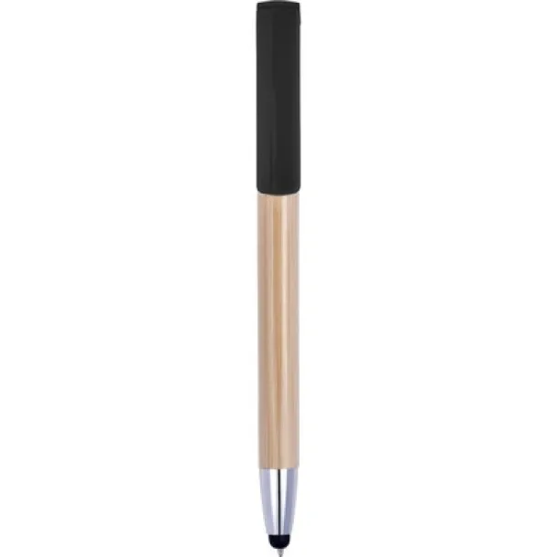  Bamboo ball pen, touch pen, phone stand Crna