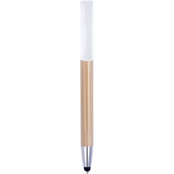  Bamboo ball pen, touch pen, phone stand white