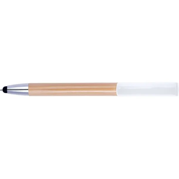  Bamboo ball pen, touch pen, phone stand white